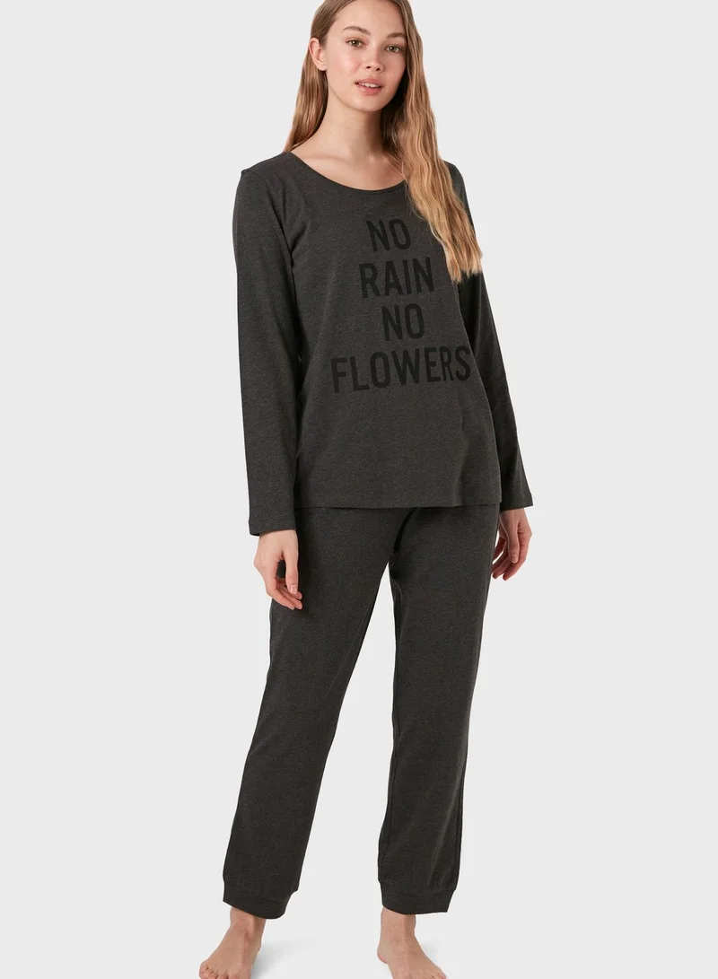 LC WAIKIKI Printed Top & Pyjama Set