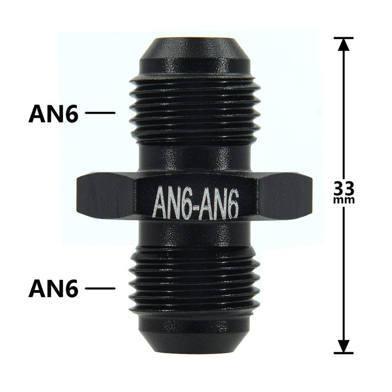 CNRAQR 6AN Male to 6AN Male Fuel Hose Fitting Adapter Straight Flare Coupler Aluminum Black 4Pcs - Image 4