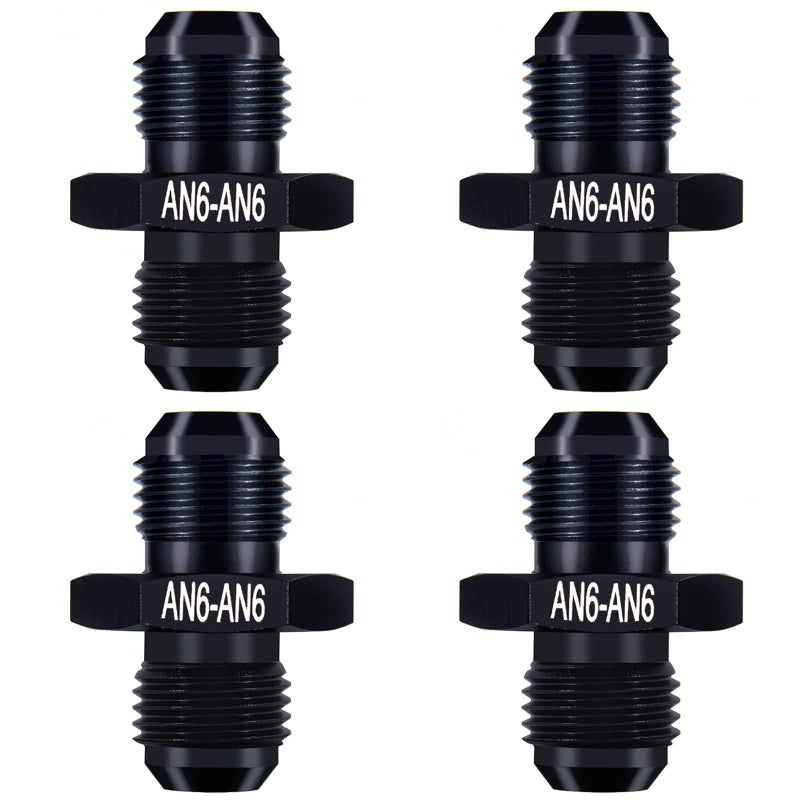CNRAQR 6AN Male to 6AN Male Fuel Hose Fitting Adapter Straight Flare Coupler Aluminum Black 4Pcs - Image 2