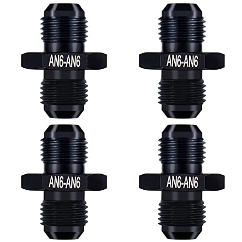 CNRAQR 6AN Male to 6AN Male Fuel Hose Fitting Adapter Straight Flare Coupler Aluminum Black 4Pcs - Image 1