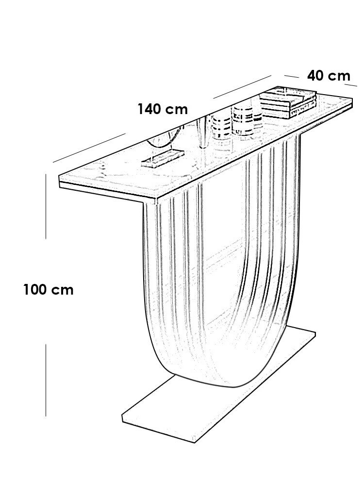 Generic Iron entrance table, marble wood, white and gold MDF - 140 x 40 x 100 cm  - Image 2
