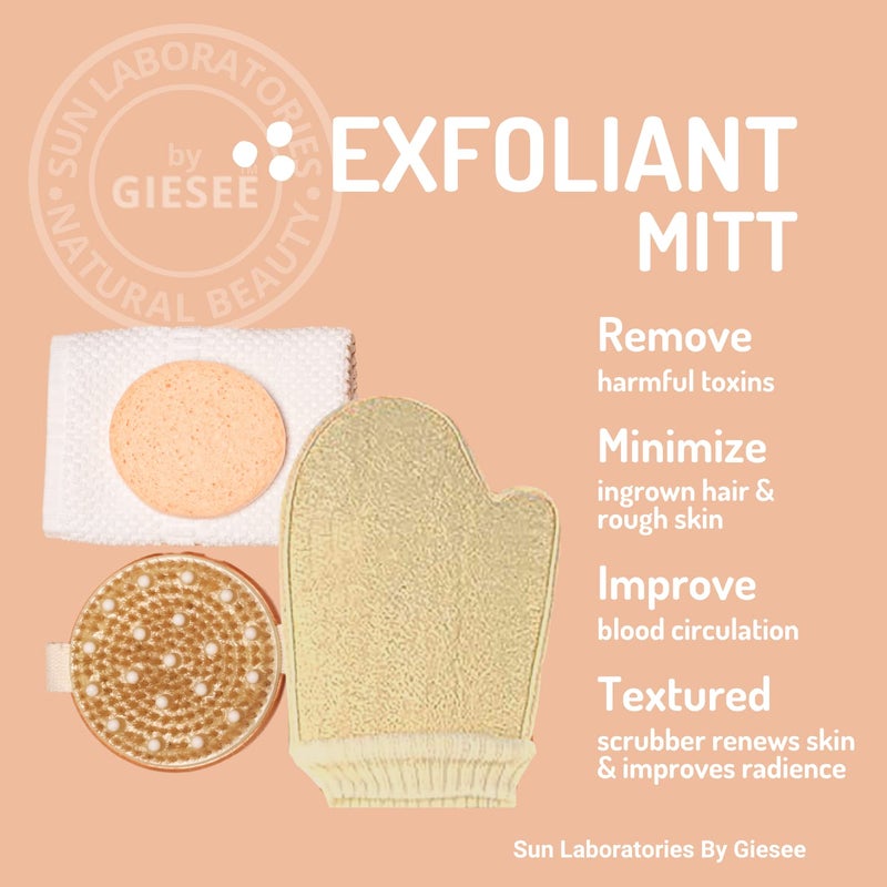 Sun Laboratories by Giesee Sun Labs Unscented Exfoliating Body Scrub With Loofah Sponge Mitt for Soft Skin - 8 fl. oz. Bottle - Image 4