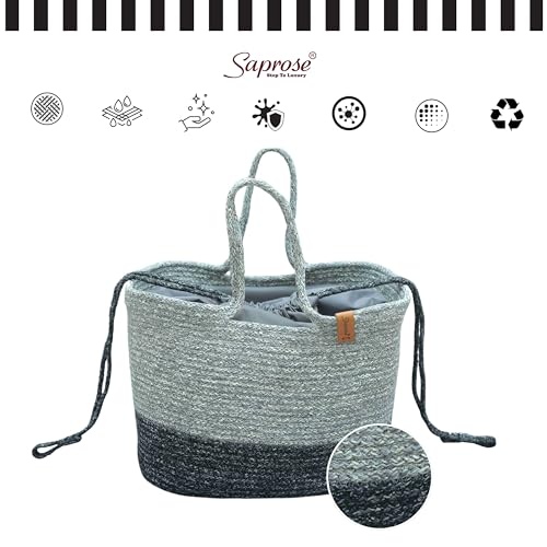 ST SAPROSE SAPROSE ® Polypropylene Rectangle Tiffin Basket With Cover Carry Bag, Storage Basket, Picnic Basket, Lunch Bag, Tiffin Basket, Handbag for Lunch Box and Water Bottle, (33 x 23 x 23 cm) - Image 5