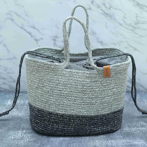 ST SAPROSE SAPROSE ® Polypropylene Rectangle Tiffin Basket With Cover Carry Bag, Storage Basket, Picnic Basket, Lunch Bag, Tiffin Basket, Handbag for Lunch Box and Water Bottle, (33 x 23 x 23 cm) - Image 2