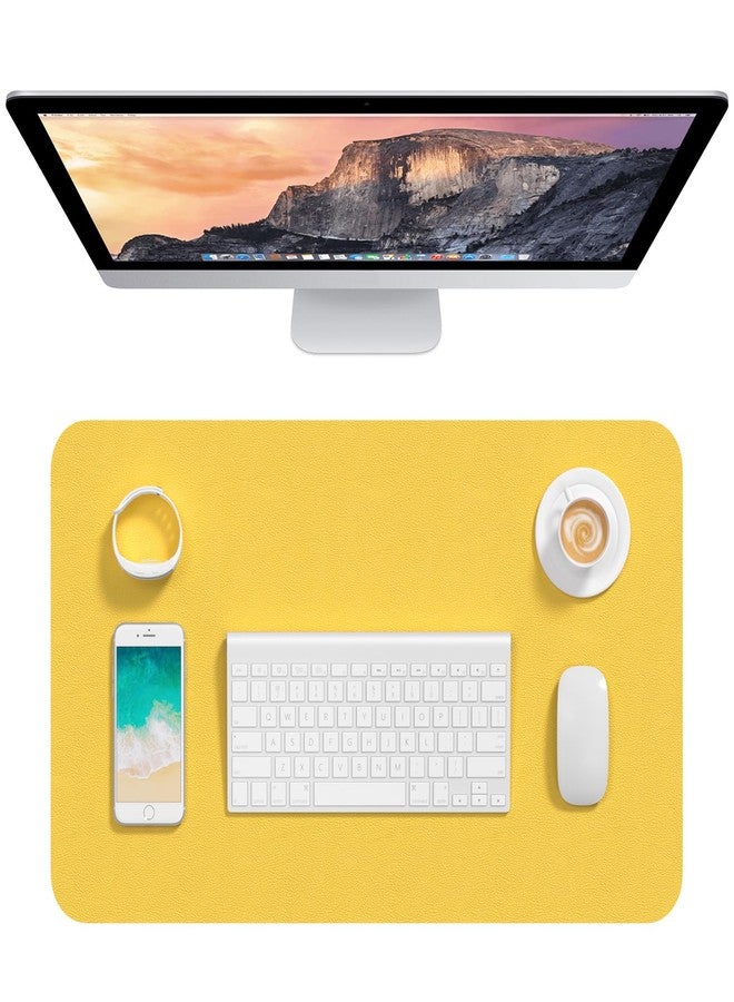 Hsurbtra Desk Pad, 23.6" x 13.8" PU Leather Desk Mat, M Extended Mouse Pad, Waterproof Desktop Blotter Protector, Non-Slip Ultra Thin Small Laptop Keyboard Writing Mat for Office Home, Yellow - Image 1
