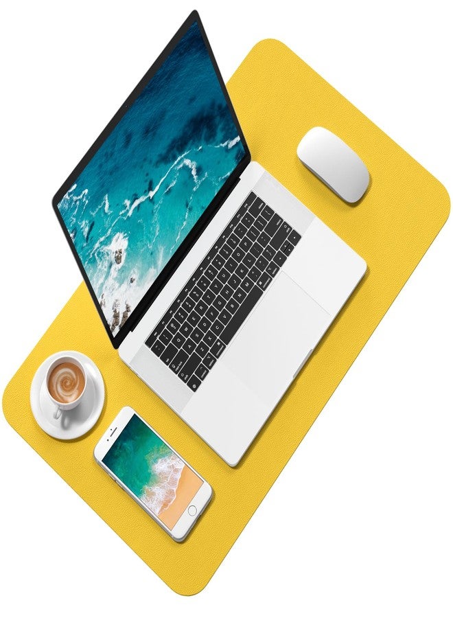 Hsurbtra Desk Pad, 23.6" x 13.8" PU Leather Desk Mat, M Extended Mouse Pad, Waterproof Desktop Blotter Protector, Non-Slip Ultra Thin Small Laptop Keyboard Writing Mat for Office Home, Yellow - Image 2