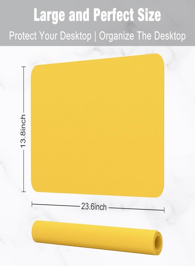 Hsurbtra Desk Pad, 23.6" x 13.8" PU Leather Desk Mat, M Extended Mouse Pad, Waterproof Desktop Blotter Protector, Non-Slip Ultra Thin Small Laptop Keyboard Writing Mat for Office Home, Yellow - Image 3