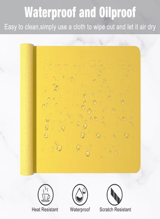 Hsurbtra Desk Pad, 23.6" x 13.8" PU Leather Desk Mat, M Extended Mouse Pad, Waterproof Desktop Blotter Protector, Non-Slip Ultra Thin Small Laptop Keyboard Writing Mat for Office Home, Yellow - Image 5