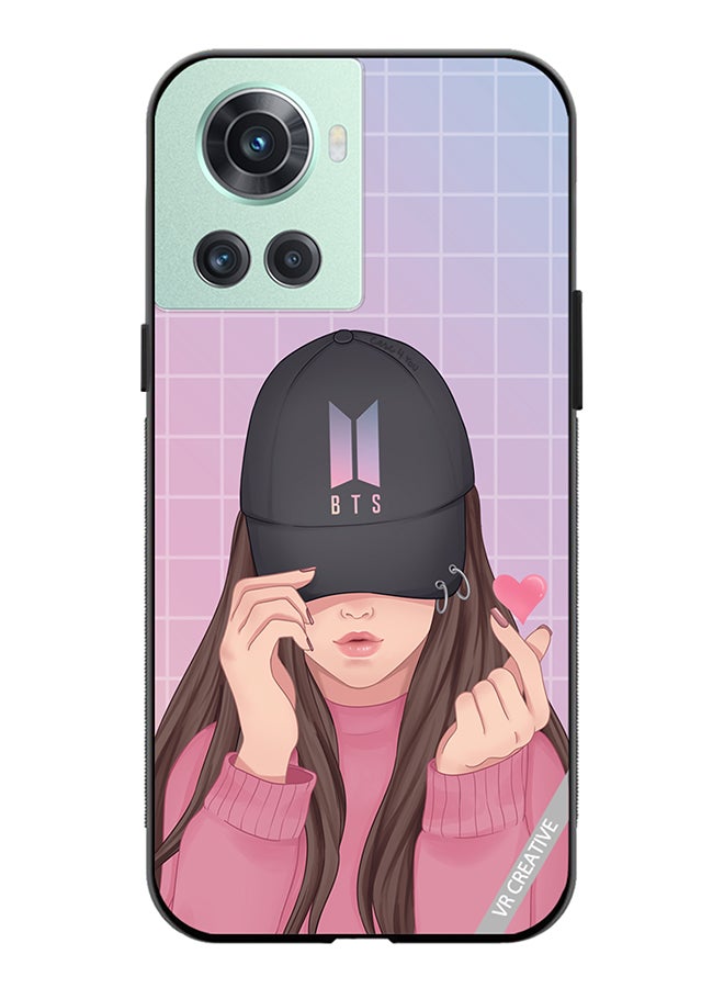 Protective Case Cover For OnePlus Ace Butterfly Pink Black Background Design Multicolour
