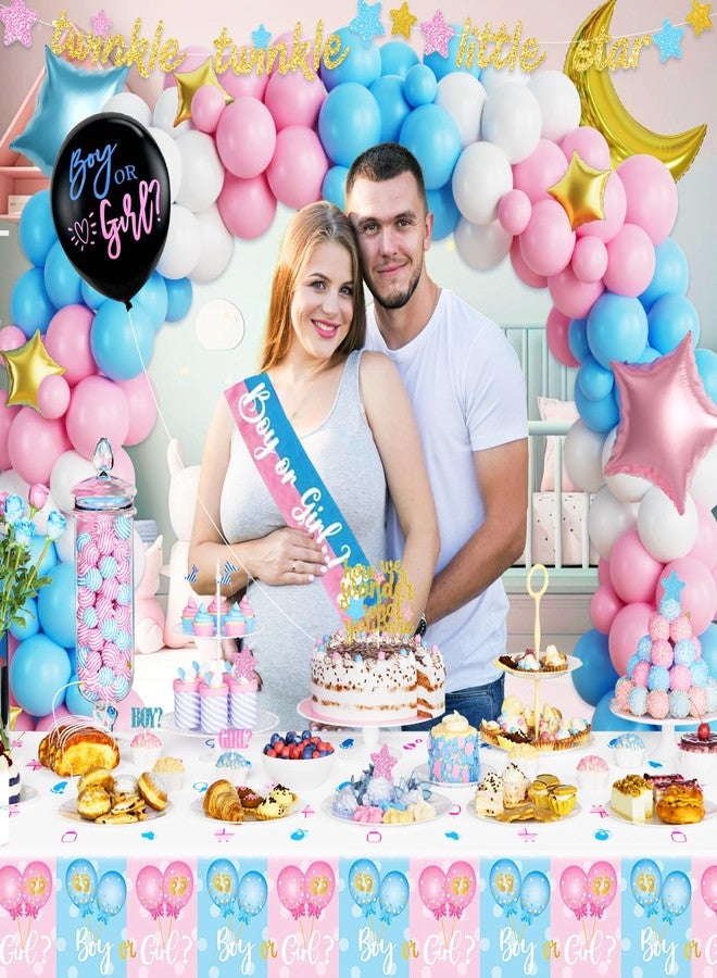 Hombae Twinkle Twinkle Little Star Gender Reveal Decorations, Star Boy or Girl Gender Reveal Decorations Balloon Garland Banner Tablecloth Box Cutout Backdrop Cake Cupcake Topper Poster Sash 172 PCs - Image 5
