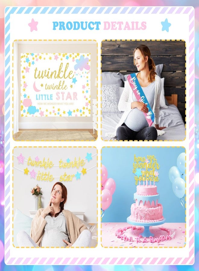 Hombae Twinkle Twinkle Little Star Gender Reveal Decorations, Star Boy or Girl Gender Reveal Decorations Balloon Garland Banner Tablecloth Box Cutout Backdrop Cake Cupcake Topper Poster Sash 172 PCs - Image 4