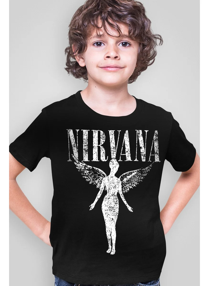 Rock&Roll Angel Nirvana Black Short Sleeve Girls Boys Unisex Kids T-Shirt