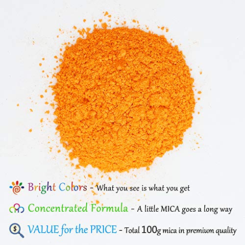 DecorRom Epoxy Resin Color Pigment - Huge 100g/3.5 Ounces Metallic Mica Powder for Epoxy Resin Art Coloring, Slime Making - Cosmetic Grade Resin Color Dye for Jewelry, Soap Making, Painting, Nails Art (Orange) - Image 2