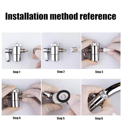 Weirun Kitchen Bathroom Sink Faucet Water Filter Diverter Valve for Push on 1/4 inch Tubing Replacement Part Adapter with M22 X M24 Connector, Polished Chrome - Image 2