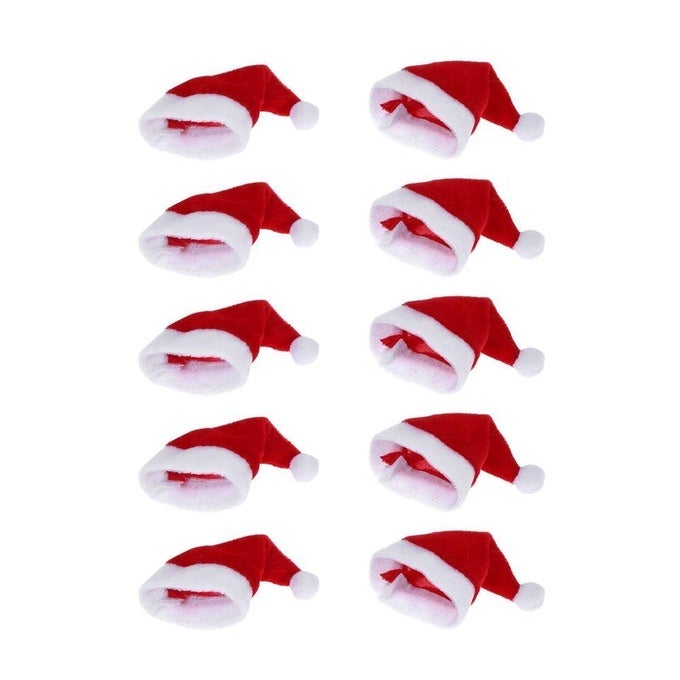 30PCS MINI SANTA HATS WINE BOTTLES COVER SILVERWARE HOLDER HOME CHRISTMAS DECOR