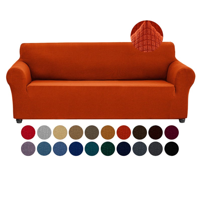 Joccun Stretch Couch Cover Slipcovers 1Piece Sofa Covers for 3 Cushion Couch Spandex Jacquard Washable Furniture Protector Cover for Living RoomKidsPetsSofaPureed Pumpkin