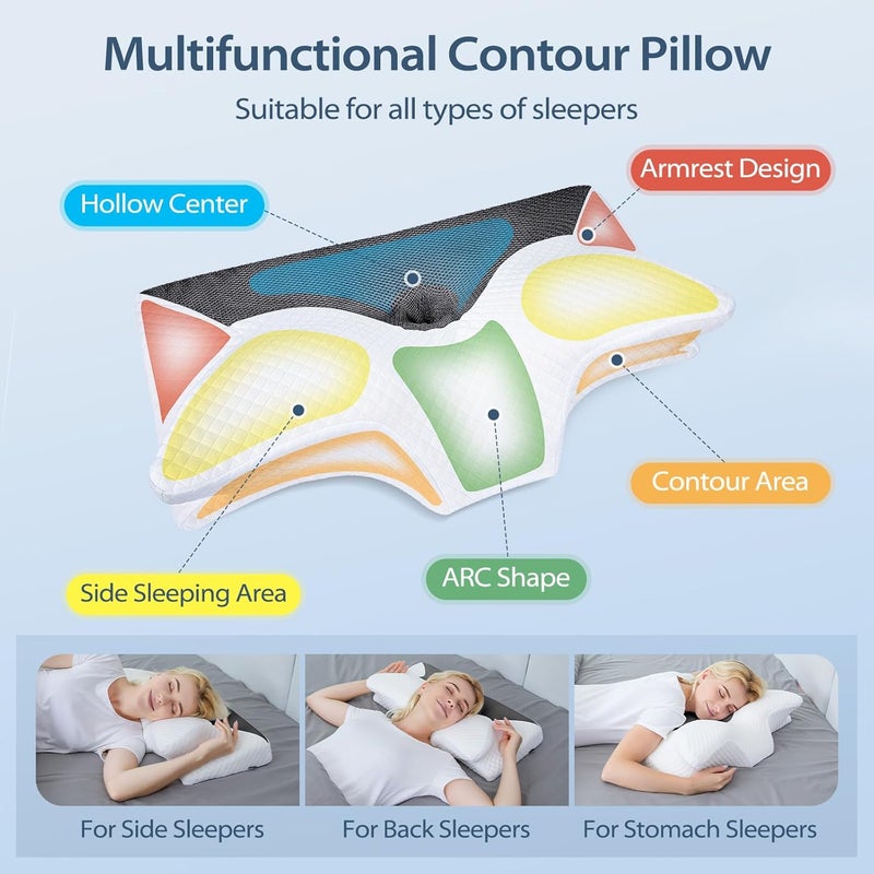 HOMCA Memory Foam Pillow(King Size), Neck Support Bed Pillow for Side, Back and Stomach Sleepers(Black) - Image 2