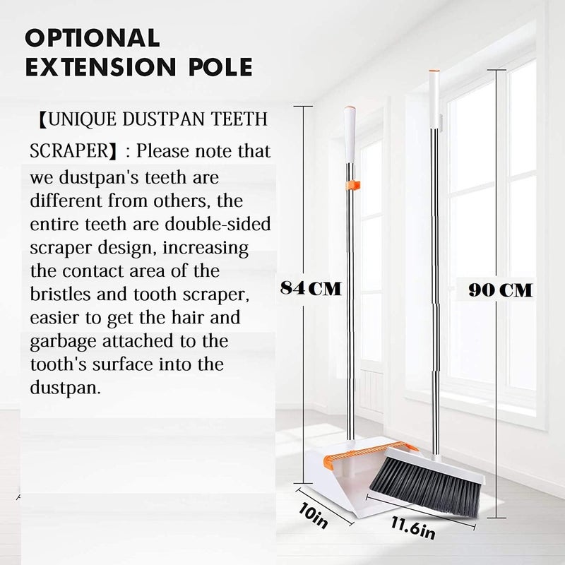 TRADY Broom Brush and Dustpan Long Handled Broom Sweep Clean Broom Brush Living Room Dust Supplies Long Handle Dustpan Best Brooms for Household Dustpan Long Handle Heavy Duty Dustpan (Pattern no.6) - Image 2