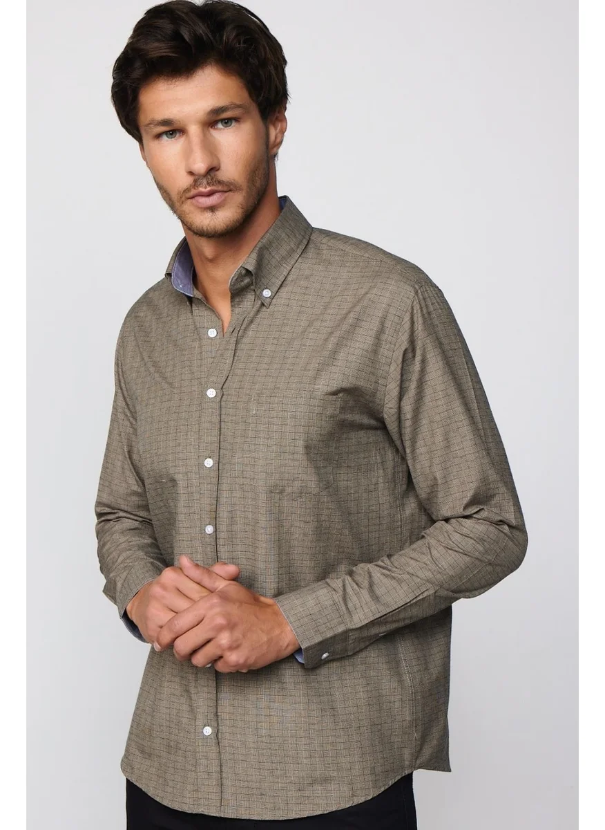 Tudors Classic Fit Button Collar Small Checked Cotton Men's Shirt