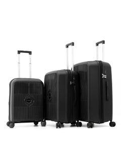 GIORDANO Durable PP Hard Shell Luggage Trolley Bag 3 Pieces Set,Black (S-20,M-24,L-28 Inch)  - Image 1