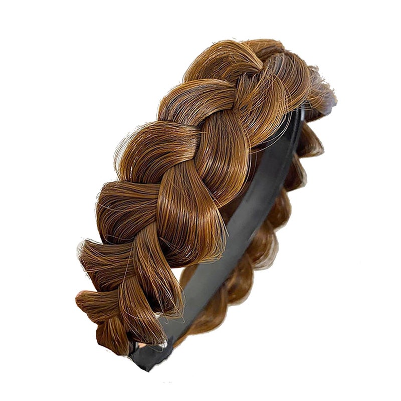 XXFBJNMD Nonslip headbands 3 strands Synthetic Hair Plaited Headbands Braid With Teeth Hair Band Accessories Messy Vintage Braid Headbands for Wedding Party Dating Dinner Ladies and Girls - Image 3