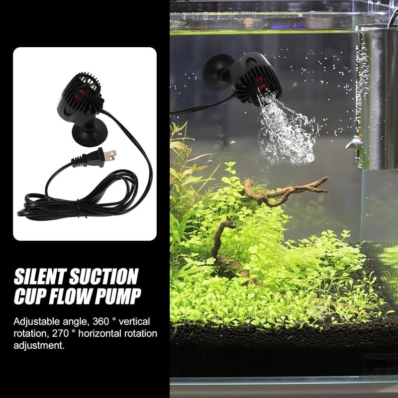 Aquarium Surf Pump Wave Maker with Suction Cup Quiet Submersible Water Circulation Pump for Fish Tank Cleaning and Water Flow Control, Black, US Plug, Suitable for Freshwater - Image 4