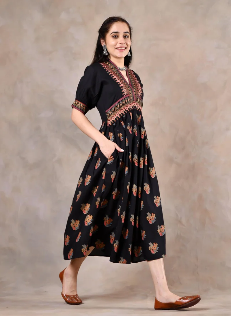 ZERESOUQ Floral Print Midi Dress