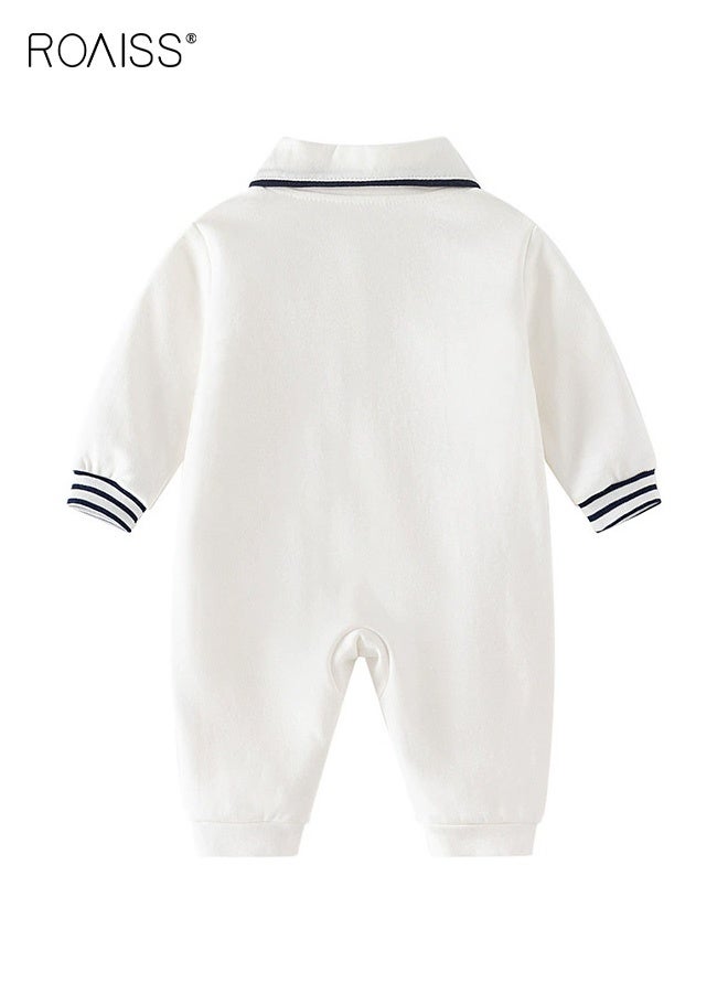 رويس رومبر للأطفال الرضع مع ربطة عنق، بذلة لعب مريحة للبشرة للأطفال الرضع، بذلة مريحة وقابلة للتنفس للأطفال حديثي الولادة، بذلة بأكمام طويلة مع أزرار، مناسبة للارتداء اليومي، التجمعات العائلية، الصور الأبوية أو أي مناسبة أخرى. - Image 2