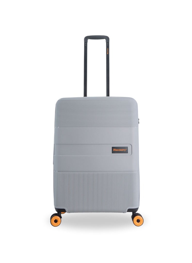 Discovery Discovery Trails Check-In Medium PP Hardside Luggage Silver, Durable Expandable Unbreakable Double Zip Lightweight Travel Bag 4 Double Wheel TSA Lock 26 Inch Suitcase Trolley Bag.  - Image 1
