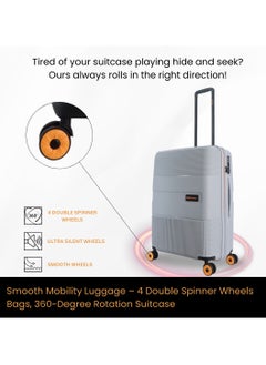 Discovery Discovery Trails Check-In Medium PP Hardside Luggage Silver, Durable Expandable Unbreakable Double Zip Lightweight Travel Bag 4 Double Wheel TSA Lock 26 Inch Suitcase Trolley Bag.  - Image 2