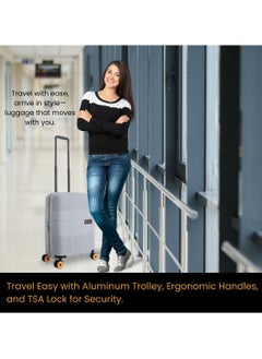 Discovery Discovery Trails Check-In Medium PP Hardside Luggage Silver, Durable Expandable Unbreakable Double Zip Lightweight Travel Bag 4 Double Wheel TSA Lock 26 Inch Suitcase Trolley Bag.  - Image 3