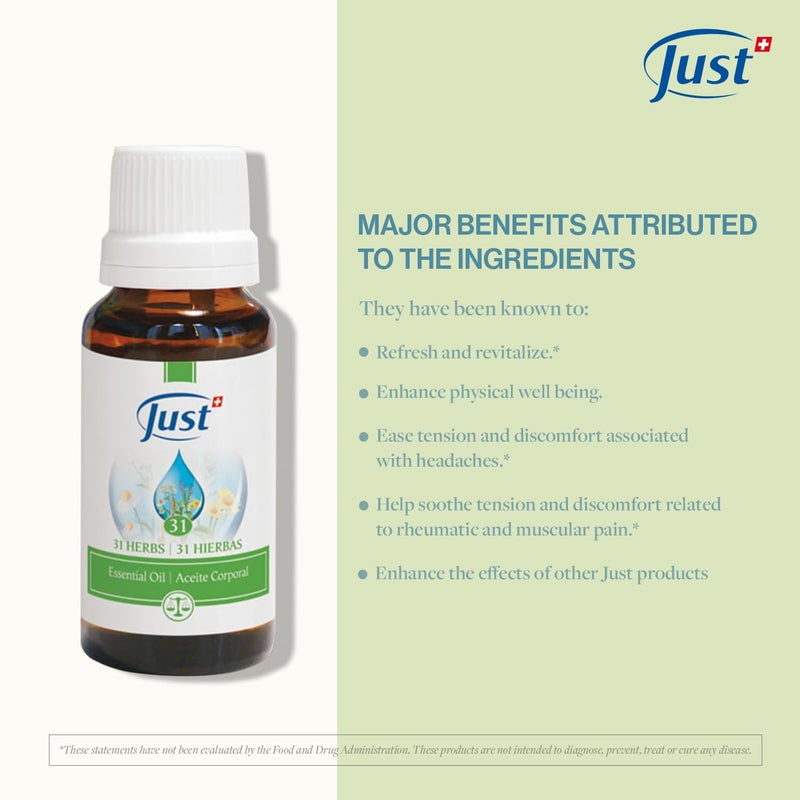 SwissJust Swiss Just - Oil 31-20ml Bottle - Essential Oil Blend - Ideal for Massage, Bath, and Aromatherapy - Image 4