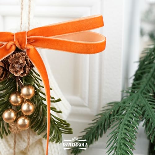 DINDOSAL Terracotta Velvet Ribbon 3/8 Inch Single Face Thin Burnt Orange Velvet Ribbon for Gift Wrapping Christmas Decorations, Wedding, Hair Bows, Choker, Cafts, 25 Yards - Image 5