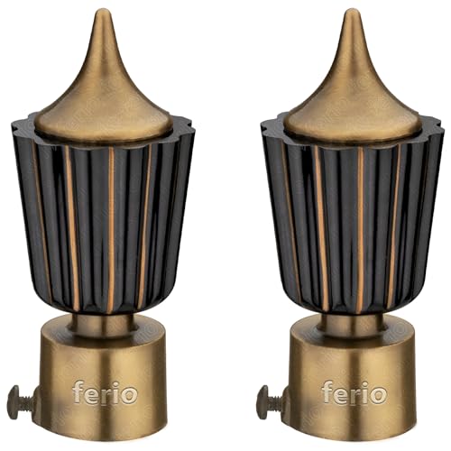 FERIO Curtain Knobs for 1 Inch Rod - Holders (Parda Holders), Brackets for Window & Door, Finials Set (Aluminium Crystal, Pack of 2) - Image 1