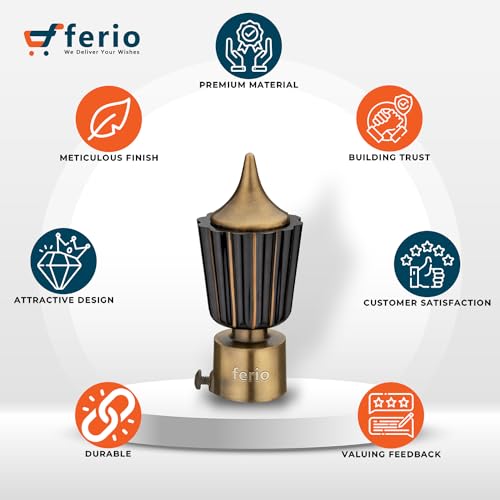 FERIO Curtain Knobs for 1 Inch Rod - Holders (Parda Holders), Brackets for Window & Door, Finials Set (Aluminium Crystal, Pack of 2) - Image 5