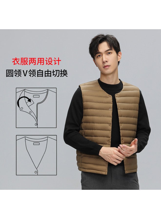 YaYa Winter Lightweight Warm Fashion Round Neck Inner T-shirt Down Vest Men's Waistcoat - Image 2