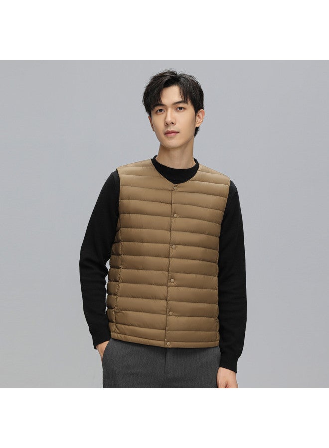 YaYa Winter Lightweight Warm Fashion Round Neck Inner T-shirt Down Vest Men's Waistcoat - Image 5