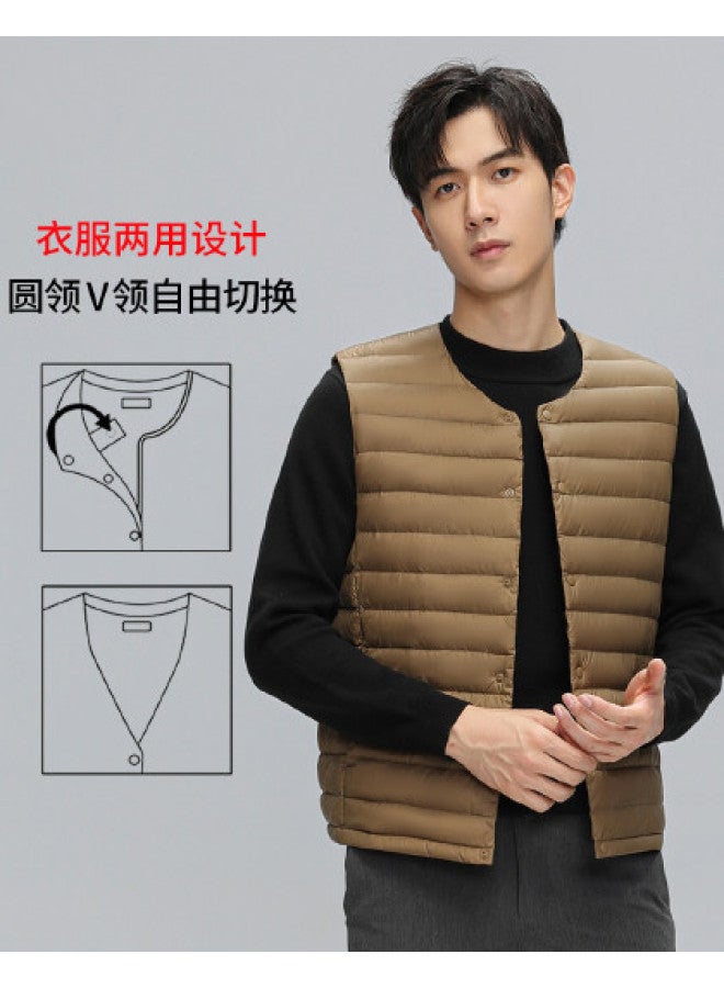 YaYa Winter Lightweight Warm Fashion Round Neck Inner T-shirt Down Vest Men's Waistcoat - Image 1