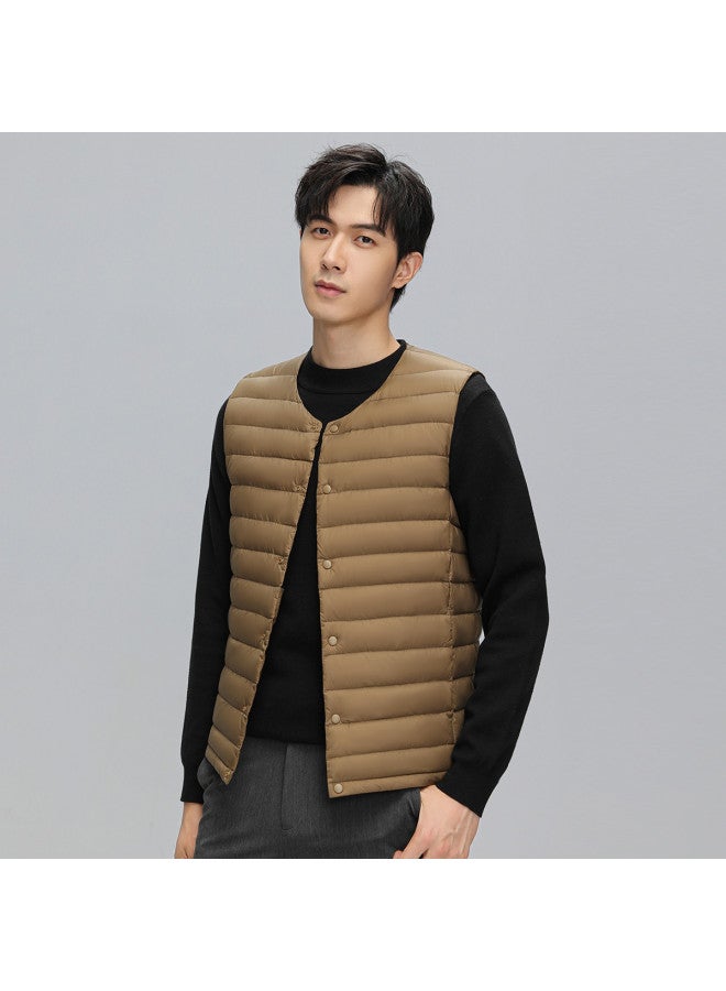 YaYa Winter Lightweight Warm Fashion Round Neck Inner T-shirt Down Vest Men's Waistcoat - Image 4