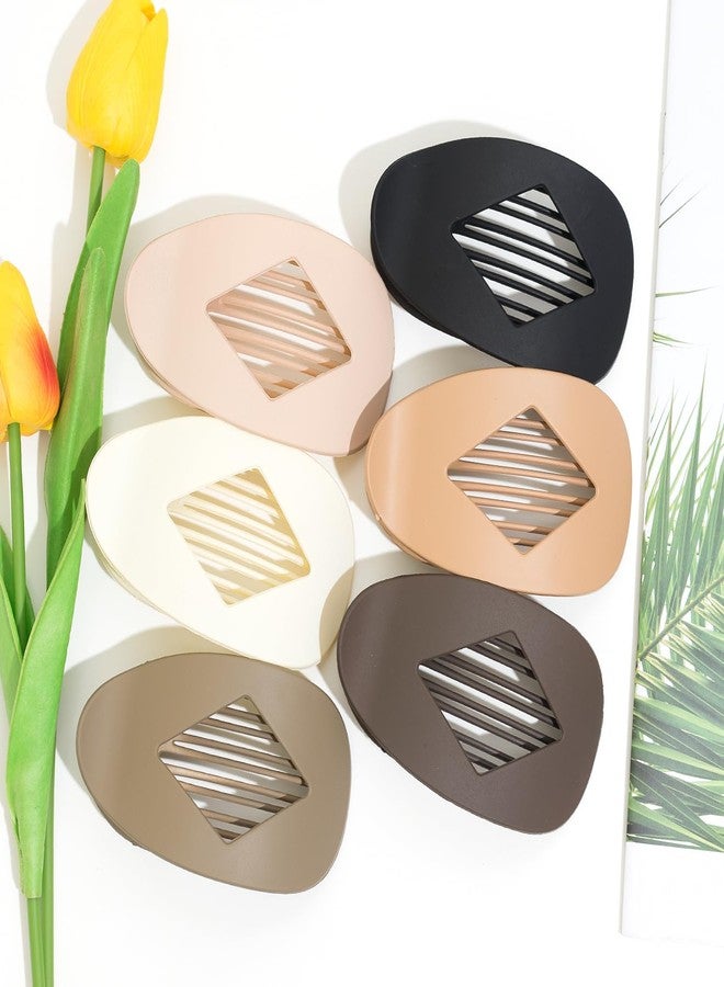 Jeffan 6PCS Flat Hair Clips for Women Girls, Matte Lay Flat Claw Clips for Thick Thin Curly Hair, Round Flat Strong Hold No Slip Grip Claw Clips for All Hair Textures - Image 3