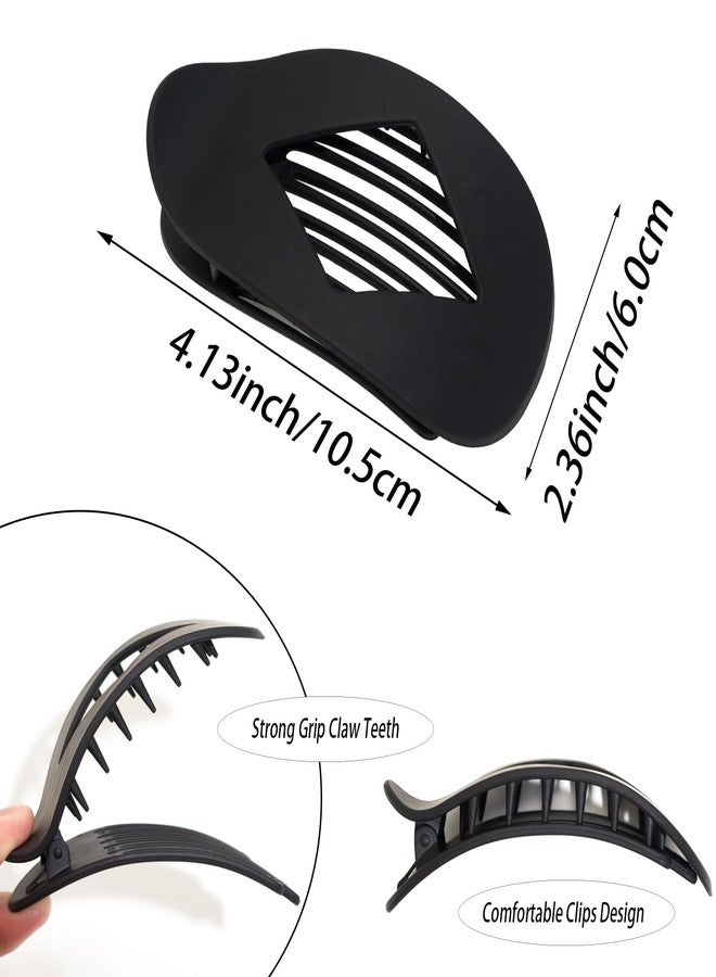 Jeffan 6PCS Flat Hair Clips for Women Girls, Matte Lay Flat Claw Clips for Thick Thin Curly Hair, Round Flat Strong Hold No Slip Grip Claw Clips for All Hair Textures - Image 2