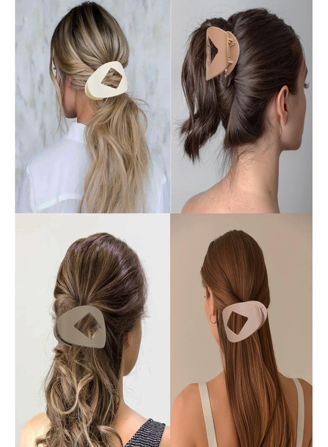 Jeffan 6PCS Flat Hair Clips for Women Girls, Matte Lay Flat Claw Clips for Thick Thin Curly Hair, Round Flat Strong Hold No Slip Grip Claw Clips for All Hair Textures - Image 5