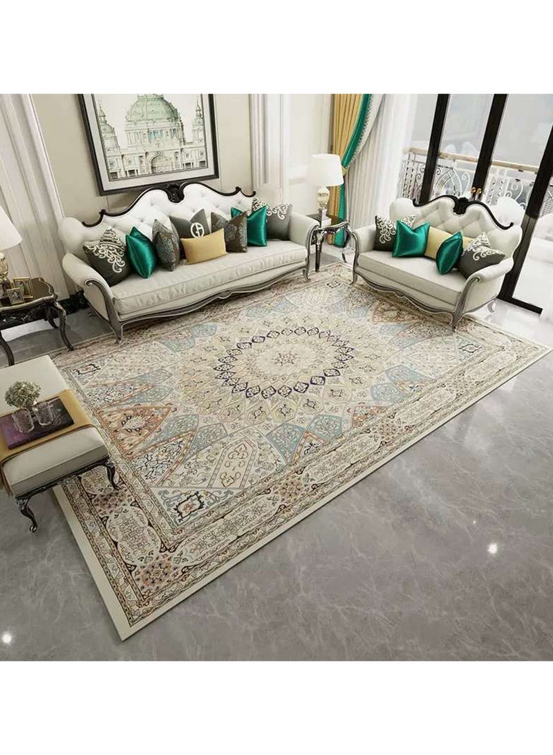 LINGWEI Vintage Area Rug 200x300cm Low Pile Non-Slip Floor Carpet Large Washable Indoor Rug - Image 2