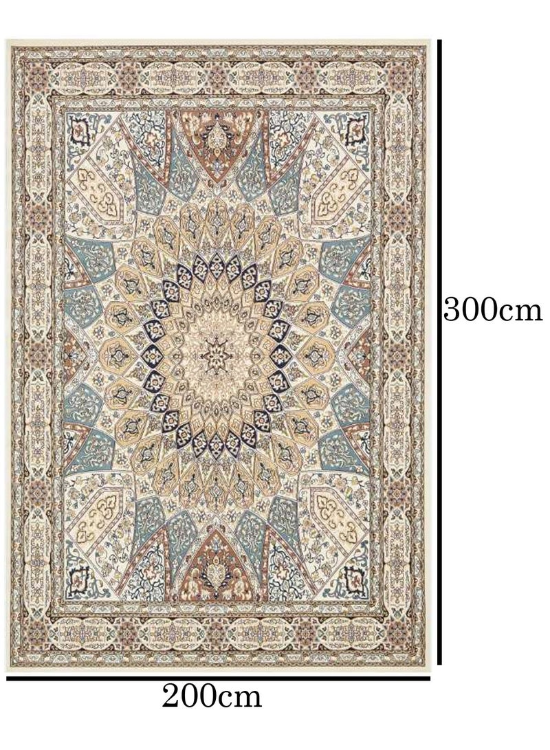 LINGWEI Vintage Area Rug 200x300cm Low Pile Non-Slip Floor Carpet Large Washable Indoor Rug - Image 5