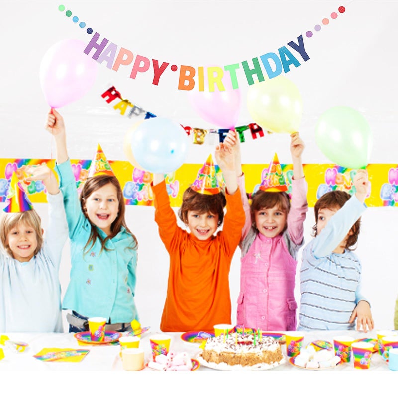 MEETINGU Happy Birthday Banner, Personalized Colorful Gradient Letters Banner, Rainbow Birthday Party Circle Dots Hanging Decorations for Kids Baby Adults Birthday Decorations Party Supplies - Image 4