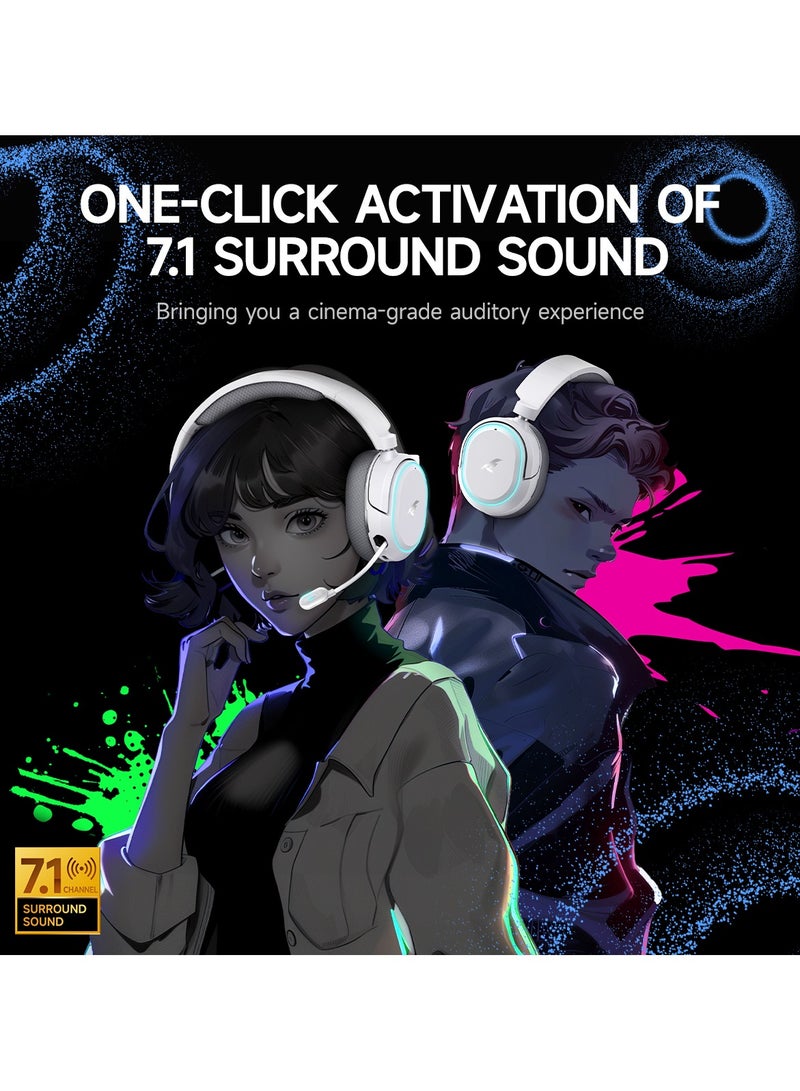 Picun Wireless Gaming Headset 7.1 Surround Sound 2.4GHz USB Gaming Headphones with Bluetooth ENC Noise Canceling Mic RGB Light  for PC PS5 PS4 Mac Switch - Image 2