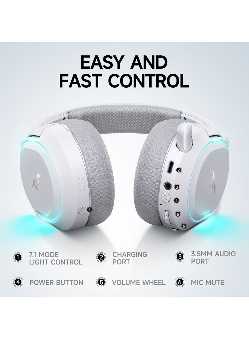 Picun Wireless Gaming Headset 7.1 Surround Sound 2.4GHz USB Gaming Headphones with Bluetooth ENC Noise Canceling Mic RGB Light  for PC PS5 PS4 Mac Switch - Image 4