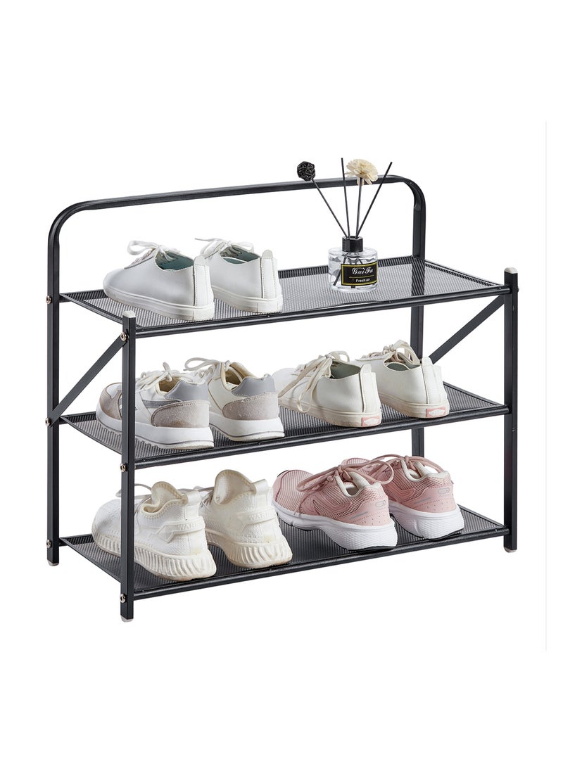 LAWAZIM Folding Shoe Rack -3 Layers- Lightweight Iron Construction Tiered Organizer with Non-Slip Feet, Breathable Net, and Foldable Design - for Entryway, Closet, Bedroom, Garage, and Laundry Room  - Image 2