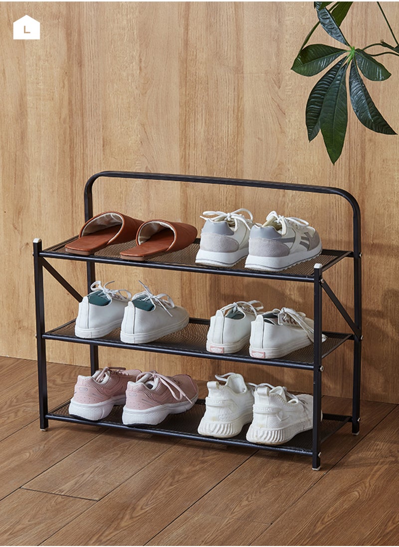 LAWAZIM Folding Shoe Rack -3 Layers- Lightweight Iron Construction Tiered Organizer with Non-Slip Feet, Breathable Net, and Foldable Design - for Entryway, Closet, Bedroom, Garage, and Laundry Room  - Image 1