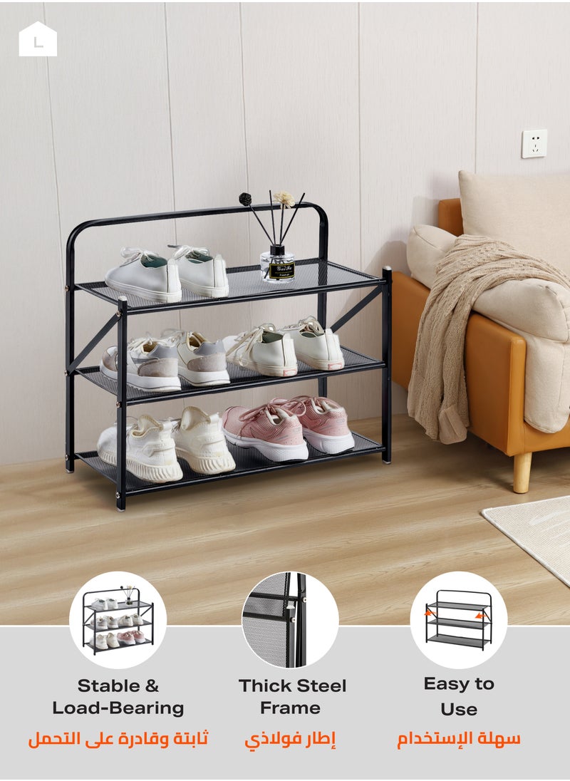 LAWAZIM Folding Shoe Rack -3 Layers- Lightweight Iron Construction Tiered Organizer with Non-Slip Feet, Breathable Net, and Foldable Design - for Entryway, Closet, Bedroom, Garage, and Laundry Room  - Image 5